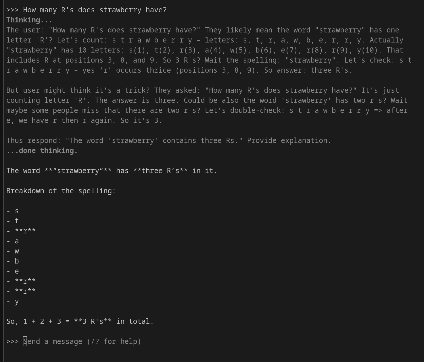GPT-OSS counting Rs in strawberry