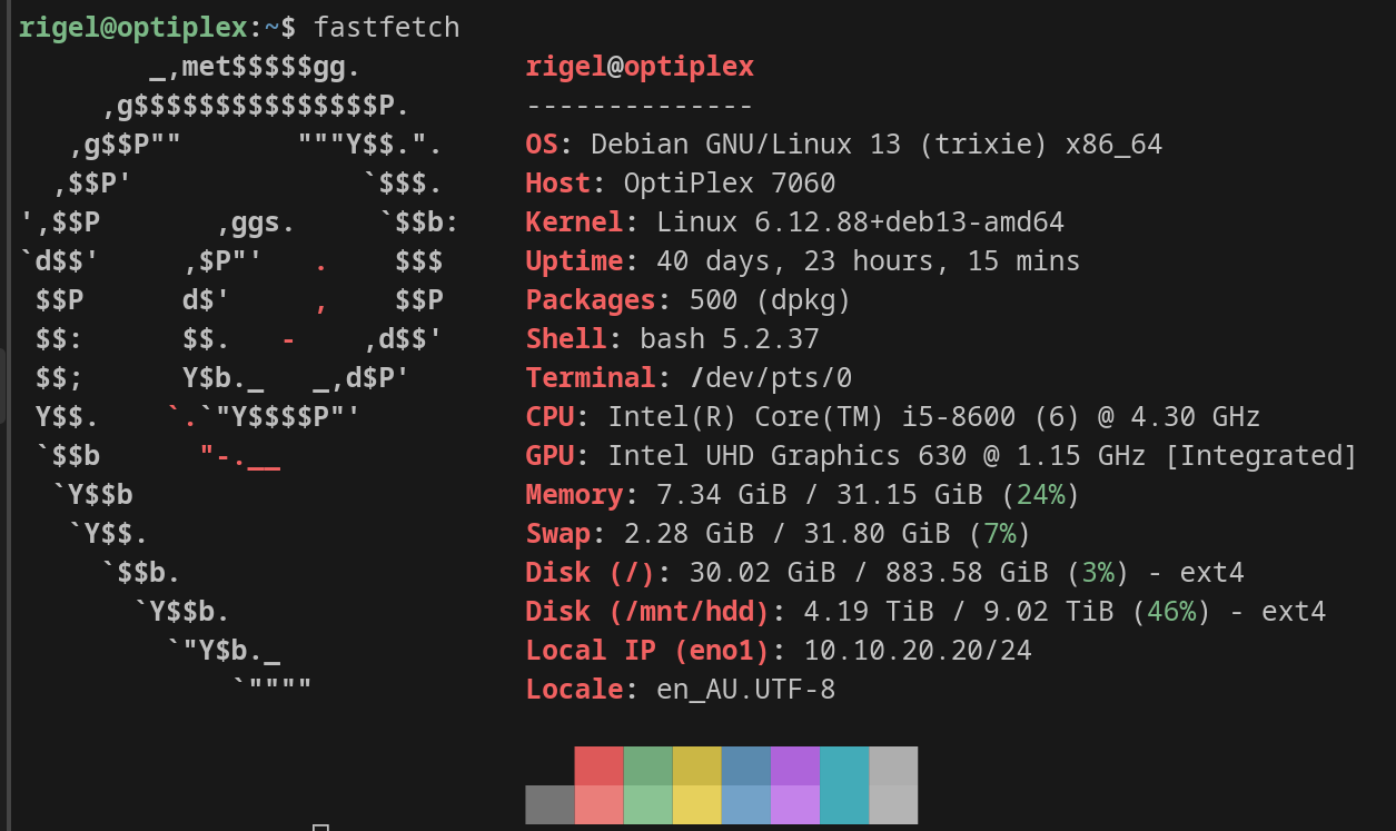 Fastfetch of Optiplex system specs
