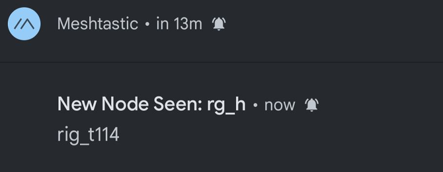 Meshtastic app notification after discovering a new node